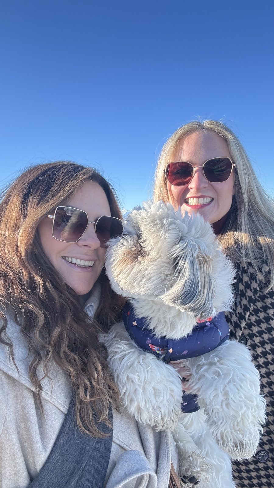 Pam, Auntie Cheryl and Daisy at the top of Glacier 3000