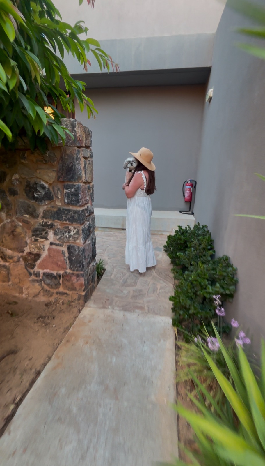 The courtyard at Domes Zeen Chania, a pet-friendly luxury resort in Crete