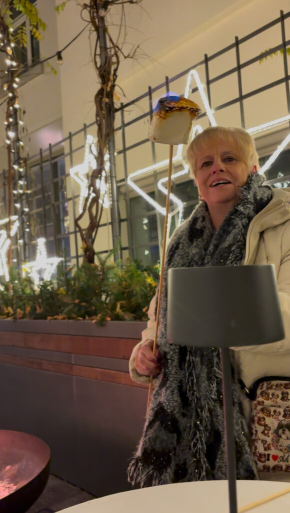 Restaurant Enja dog friendly restaurant winter garden roasting marshmallows and bread